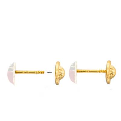 "375/1000 Yellow Gold Glitter Heart Stud Earrings" - Bambins