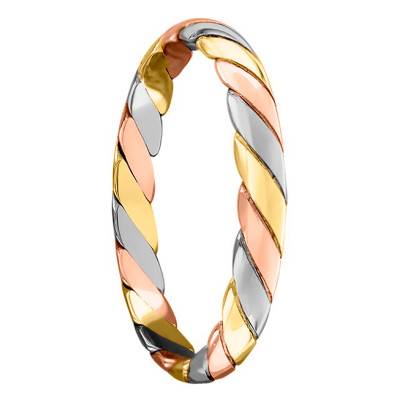 Alliance Demi-Jonc en 3 Ors 750, Largeur 4 mm - Ponce