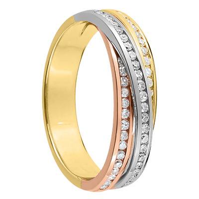 Alliance Iva en 3 Ors 750 & Diamants, Largeur 5,60 mm - Maison Girard