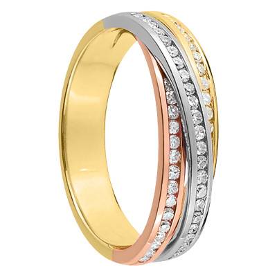Alliance Iva en 3 Ors 375 & Diamants, Largeur 5,60 mm - Maison Girard