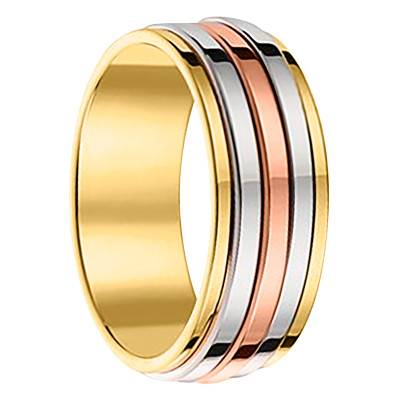 Standard Polished 750/1000 3-Gold Wedding Ring, Width 7,50 mm - Fair'Belle