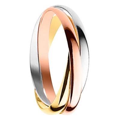 750/1000 Three-Gold Interlaced Standard Wedding Ring, 2 mm Width - Fair'Belle