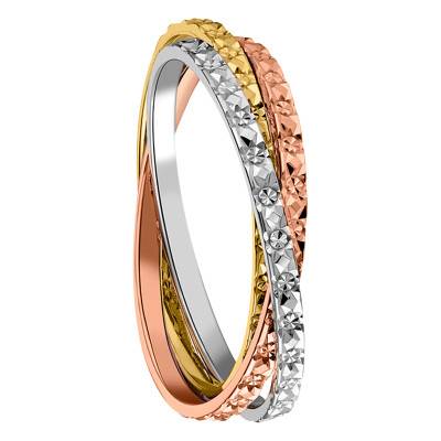 Alliance Triple Entrelacée Diamantée en 3 Ors 750, Largeur 1,50 mm - Gaïa