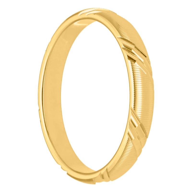 Alliance Fantaisie Matée en Or Jaune 750, Largeur 3 mm - Fair'Belle