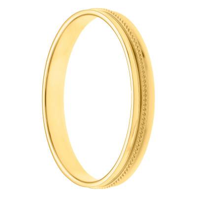 750 Yellow Gold Standard Half-Dome Fantasy Beaded Wedding Ring, Width 3 mm - Fair'Belle