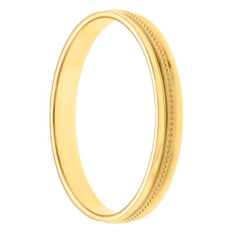 750 Yellow Gold Standard Half-Dome Fantasy Beaded Wedding Ring, Width 3 mm - Fair'Belle