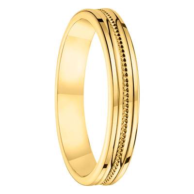 750 Yellow Gold Diamond-Cut Ribbon Standard Wedding Ring, Width 3,50 mm - Fair'Belle