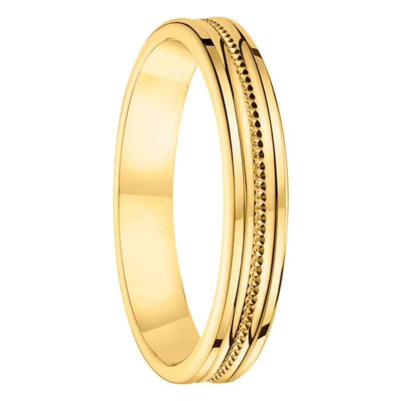 750 Yellow Gold Diamond-Cut Ribbon Standard Wedding Ring, Width 3,50 mm - Fair'Belle
