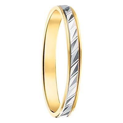 2-Tone 750 Gold Grooved Concave Standard Wedding Ring, Width 2.50 mm - Fair'Belle
