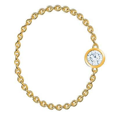 750 Yellow Gold & Diamond 0,09ct G/VS1 Chain Ring - Ocarat