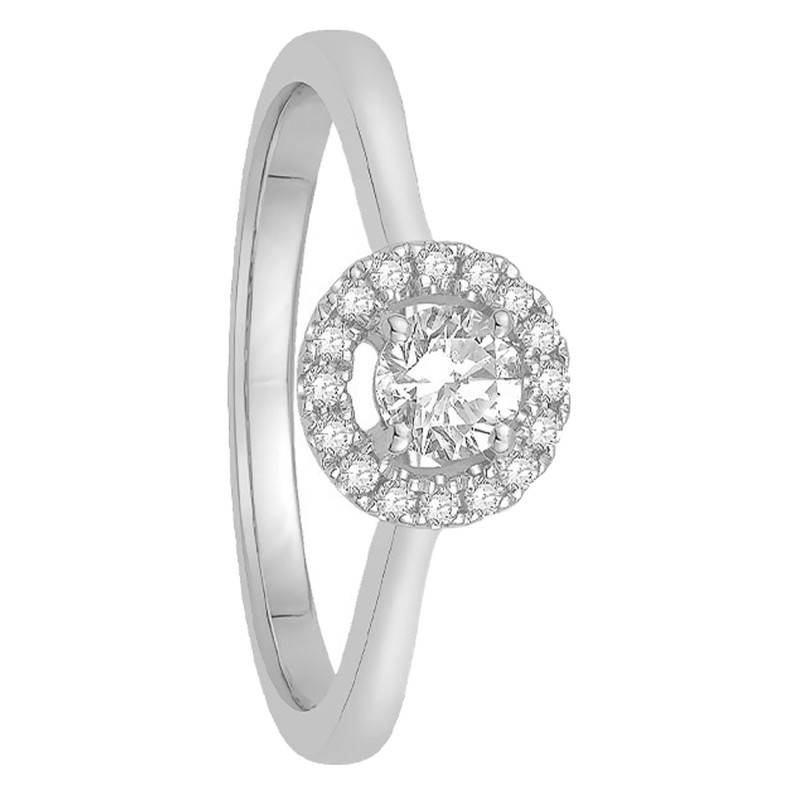 Accompanied Diamond Solitaire Ring 0,30 ct in 750/1000 White Gold - Alliantine
