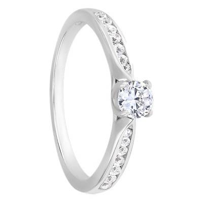 Diamond 0.20 ct Solitaire Ring with Side Stones in 750 White Gold - Alliantine