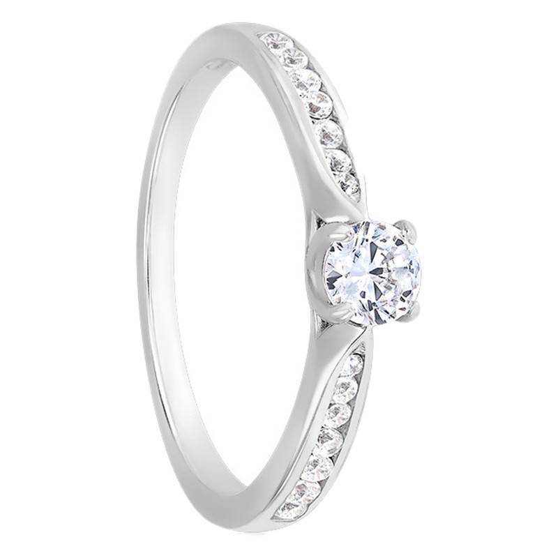 Diamond 0.20 ct Solitaire Ring with Side Stones in 750 White Gold - Alliantine