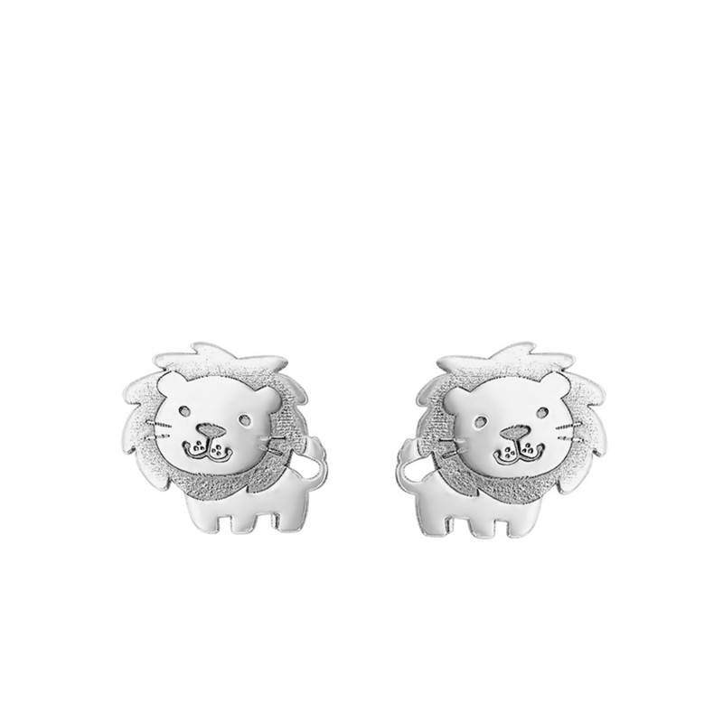 375/1000 White Gold Lion Stud Earrings - Bambins