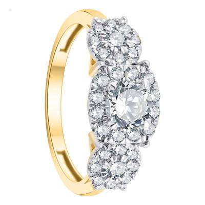 Bague Triples Diamants & Diamant Central 0,50 ct HSI2 en Or Bicolore 750 - Divine