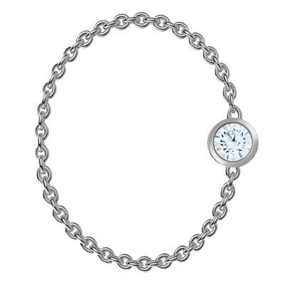 750/1000 White Gold & 0.09ct G/VS1 Diamond Chain Ring - Ocarat