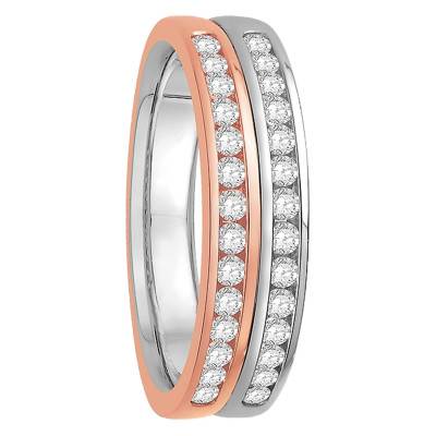Alliance Eloïse en Ors Blanc et Rose 750 & DIamants 0,40 ct - Alliantine