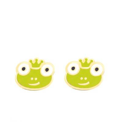 Boucles d'oreilles grenouille or jaune & émail - Bambins