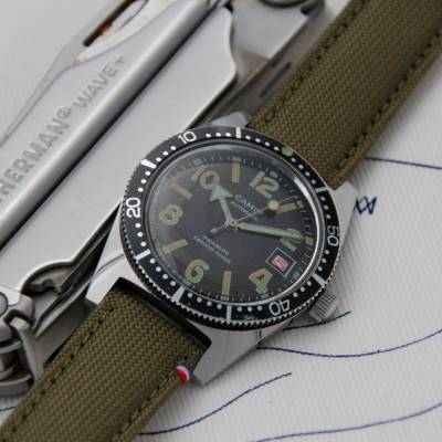 Bracelet de montre Port Louis Toile Seaqual Vintage Green - Avel & Men