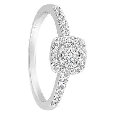 Bague de Fiançailles Accompagnée Bonheur en Or Blanc 750 & Diamants - Alliantine