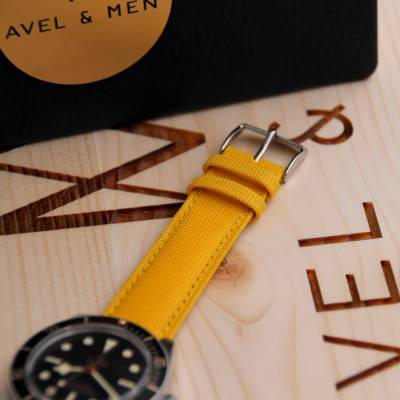 Bracelet de montre Larmor Plage Toile Seaqual Jaune - Avel & Men