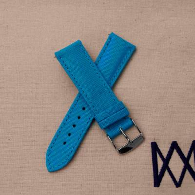 Bracelet de montre Larmor Plage Toile Seaqual Bleu Turquoise - Avel & Men