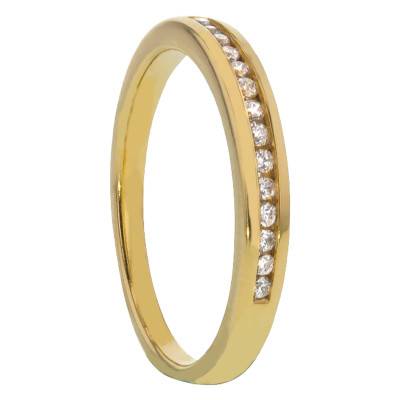 Alliance Ruban Confort Bianca en Or Jaune 375 & Demi-Rail de Diamants , Largeur 2,4 mm - Alliantine