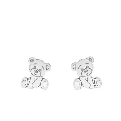 Boucles d'oreilles ourson Or Blanc 375 - Bambins