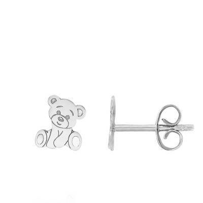 Boucles d'oreilles ourson Or Blanc 375 - Bambins