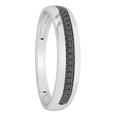 375/1000 White Gold Black Diamond Half Eternity Band 0.05 ct, Width 3.00 mm - Size 56 - Divine