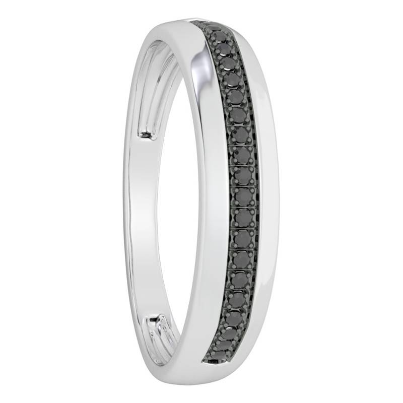 375/1000 White Gold Black Diamond Half Eternity Band 0.05 ct, Width 3.00 mm - Size 56 - Divine
