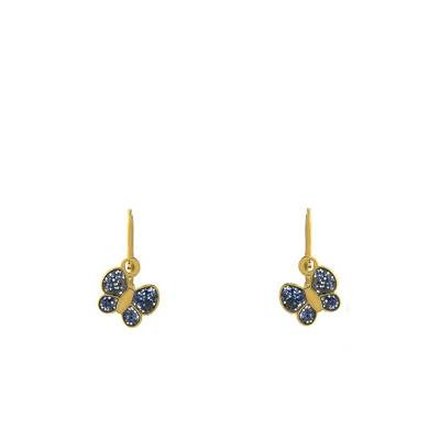 375 Yellow Gold & Lacquer Glitter Butterfly Stud Earrings - Bambins
