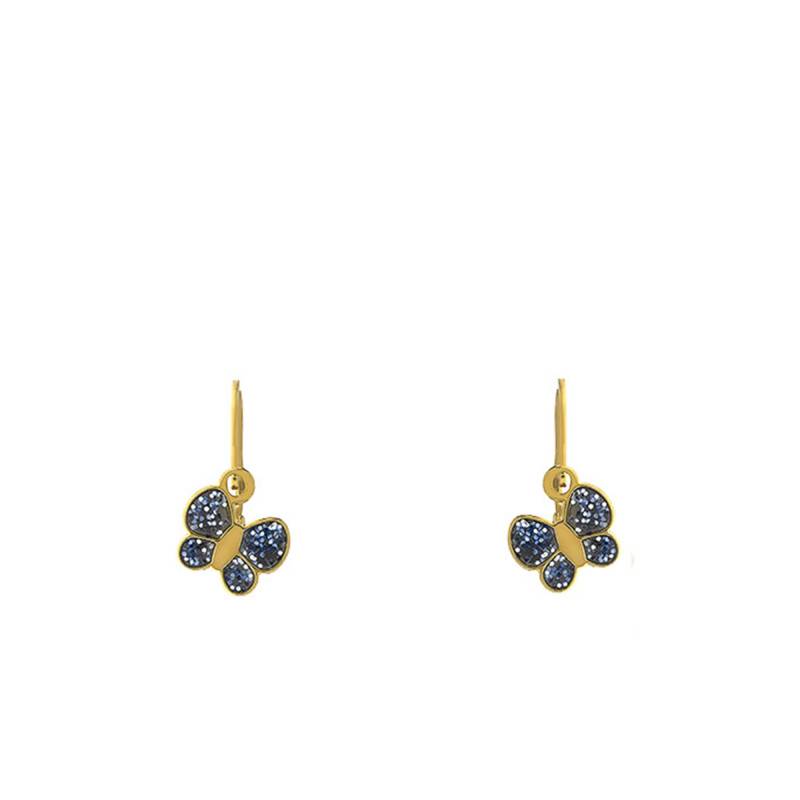 375 Yellow Gold & Lacquer Glitter Butterfly Stud Earrings - Bambins