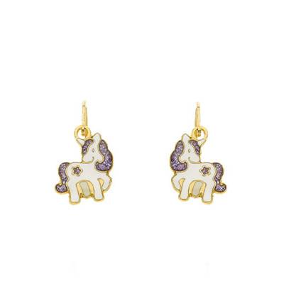 750/1000 Yellow Gold Unicorn Star Stud Earrings - Bambins