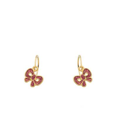 375 Yellow Gold & Lacquer Glitter Bow Stud Earrings - Bambins