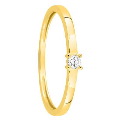 375 Yellow Gold & Lab-Grown Synthetic Diamond Solitaire Ring, 0.05 ct to 0.25 ct - Emanessence