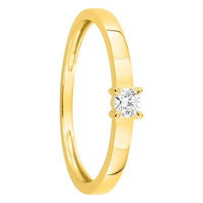 375 Yellow Gold & Lab-Grown Synthetic Diamond Solitaire Ring, 0.05 ct to 0.25 ct - Emanessence