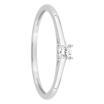 Bague Solitaire en Or Blanc 375 et Diamant Synthétique 0,05 ct à 0,25 ct - Emanessence