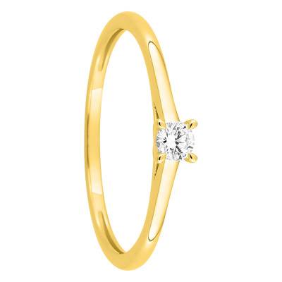 Bague Solitaire en Or Jaune 375 et Diamant Synthétique 0,05 ct à 0,25 ct - Emanessence