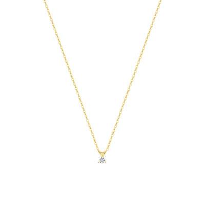 375/1000 Yellow Gold & Synthetic Diamond 0,05 ct to 0,25 ct Necklace, Length 40 cm to 45 cm - Emanessence