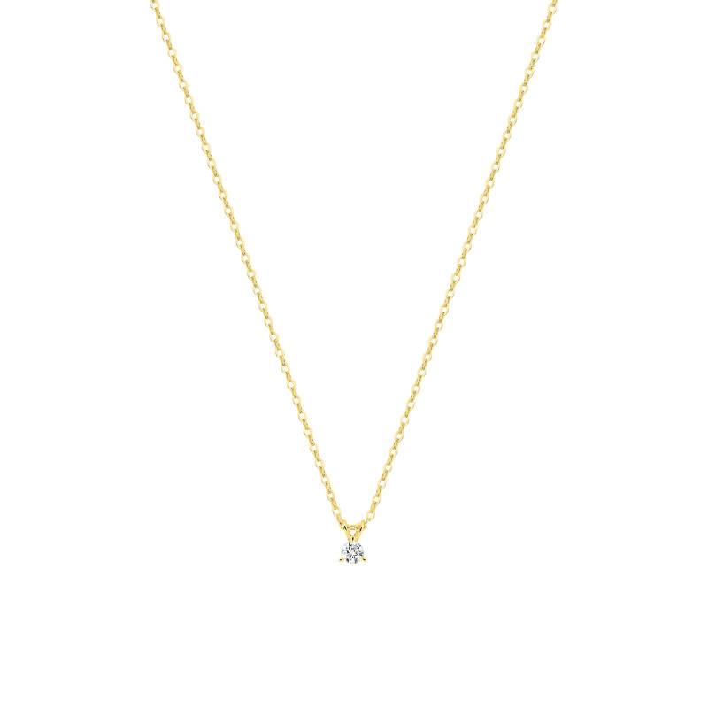 375/1000 Yellow Gold & Synthetic Diamond 0,05 ct to 0,25 ct Necklace, Length 40 cm to 45 cm - Emanessence