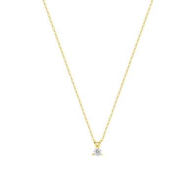 Collier en Or Jaune 375 & Diamant Synthétique 0,05 ct à 0,25 ct, Longueur 40 à 45 cm - Emanessence