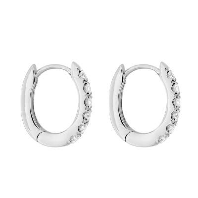 Créoles en Or Blanc 375 & Diamants Synthétiques 0,15 ct ou 0,30 ct - Emanessence