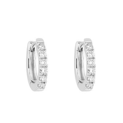 375/1000 White Gold & Lab-Grown Synthetic Diamond Hoop Earrings 0,15 ct or 0,30 ct - Emanessence