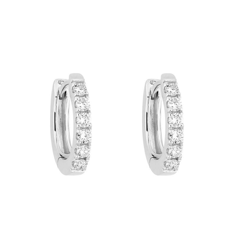 375/1000 White Gold & Lab-Grown Synthetic Diamond Hoop Earrings 0,15 ct or 0,30 ct - Emanessence