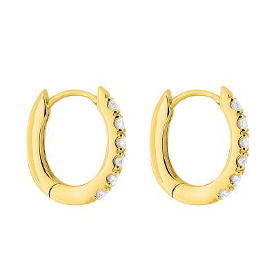 Créoles en Or Jaune 375 & Diamants Synthétiques 0,15 ct ou 0,30 ct - Emanessence