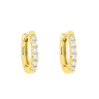 Créoles en Or Jaune 375 & Diamants Synthétiques 0,15 ct ou 0,30 ct - Emanessence