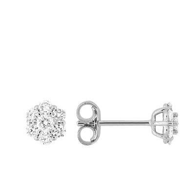 Boucles d'oreilles en Or Blanc 375 & Diamants Synthétiques 0,30 ct - Emanessence