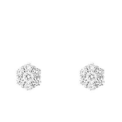 Boucles d'oreilles en Or Blanc 375 & Diamants Synthétiques 0,30 ct - Emanessence