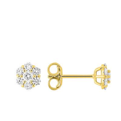 Boucles d'oreilles en Or Jaune 375 & Diamants Synthétiques 0,30 ct - Emanessence